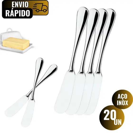 Conjunto 20 Espátulas Para Manteiga Geleia Pasta de Amendoim Aço Inox Premium Padarias Residências