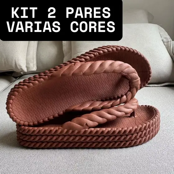 Kit 2 pares Chinelo 3 Tranças Feminino Leve Plataforma Nuvem Novidade promoção lançamento