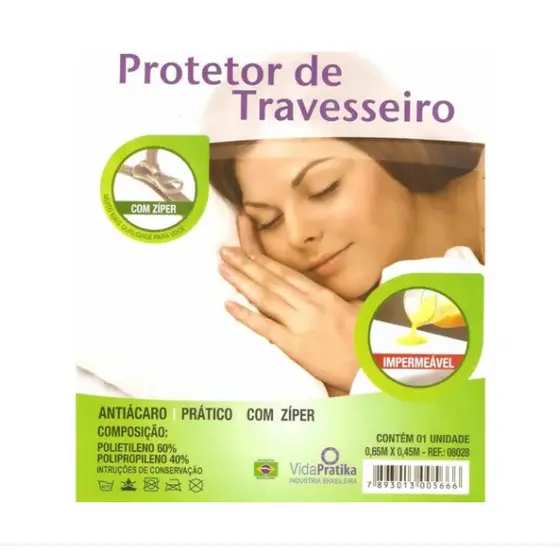 Protetor De Travesseiro Impermeável Com Zíper- Vida Pratika.
