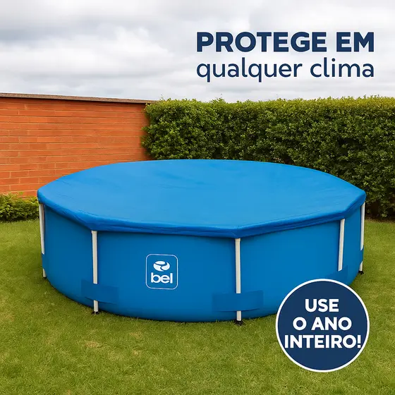 Capa Para Piscina Estruturada Redonda Para Piscina de 5.000 Litros Com Amarração