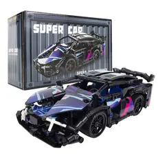 Super Carro Esportivo de Montar Roxo Preto e Azul– Kit de Construção 3D com Design Incrível! 🚗🚙