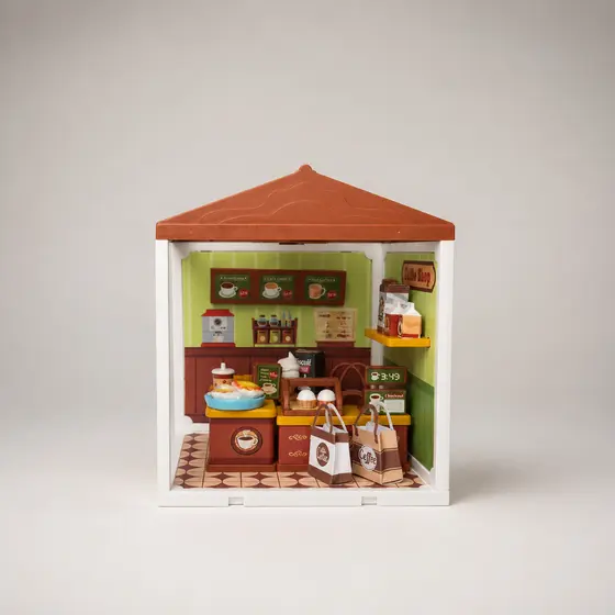 Mini Cafeteria Coffee de Montar – Casinha Miniatura Café com Acessórios Decorativos