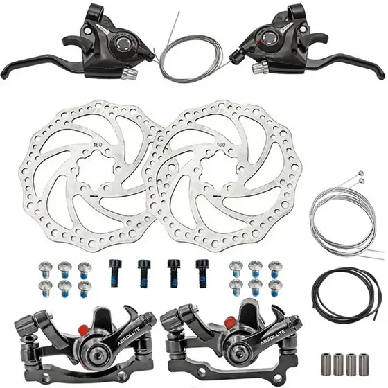 Kit Freio A Disco Absolute + Alavanca Passador Rapid-Fire 21v Manete Alumínio + Cabos Para Bicicleta