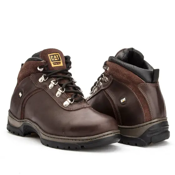 Bota Caterpillar Masculina Adventure De Couro Legitimo Cano Médio Premium
