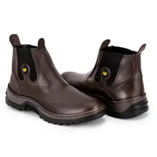 Botina Masculina Chelsea Caterpillar De Couro E Solado Tratorado Estilo Country