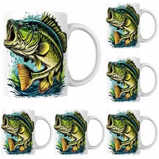 Kit Jogo De 4 Canecas Pescaria Pesca De Porcelana Presente