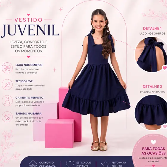 Vestido Juvenil Menina 12 a 16 anos