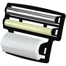 Porta Rolo Suporte Parede Cozinha 4 em 1 Papel Toalha, Alumínio, Filme PVC e 2 Ganchos para Talheres