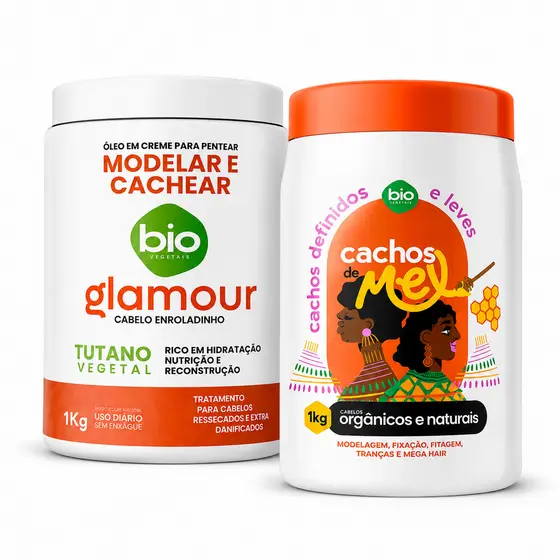 Kit Modelagem em Dobro Cachos de Mel 1kg + Óleo em Creme Modelar e Cachear Tutano 1kg