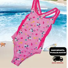 Maiô Infantil com Proteção Solar UV para natação,  Piscina, Praia Estilo, Conforto para sua Pequena