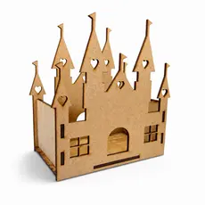 Kit 10 Centro De Mesa Castelo Princesa MDF Cru Cachepô Decorativo Festa Infantil Lembrancinha Aniversário Temático 3D
