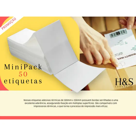 50 Etiquetas Térmicas Adesivas Para E-commerce 10x15