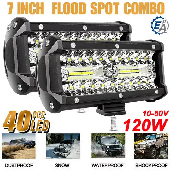 farol de barra alto Potenciômetro 40 led 120w 12-50v 17cm ip67 Farelo frio-1 item