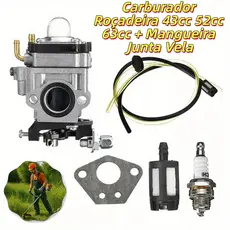1/4pcs Carburador Roçadeira 43cc 52cc 63cc + Mangueira Junta Vela