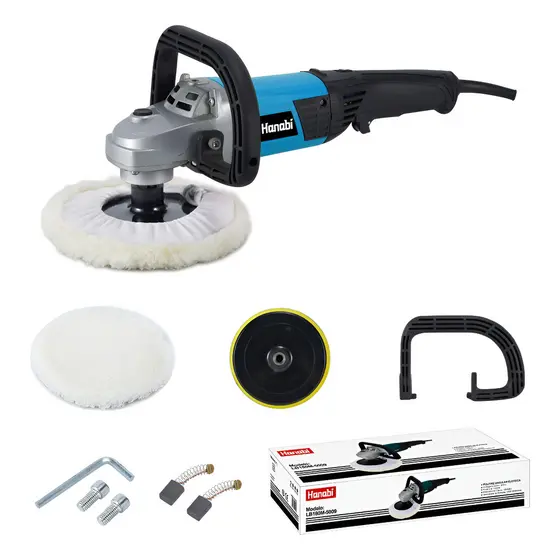 Politriz Angular Elétrica Automotiva 1400W 7 Polegadas 180mm Profissional Polimento Acabamento Hanabi