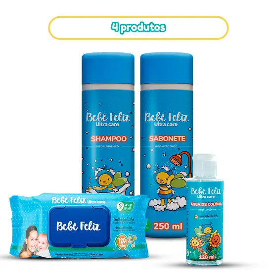 Kit Higiene Bebê Feliz Linha Completa - Shampoo Colônia Sabonete