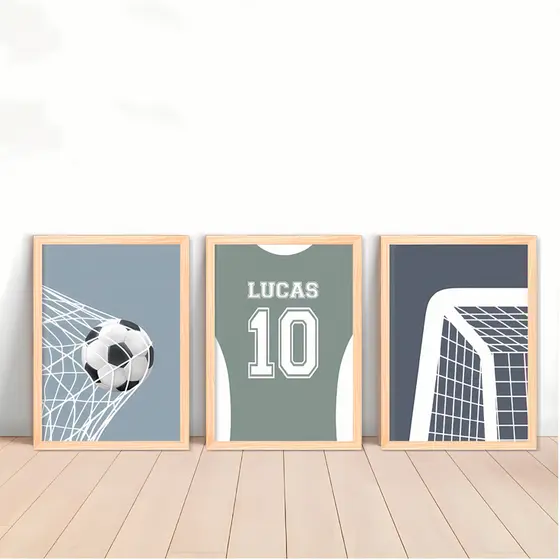 Quadros Decorativos Futebol Infantil Personalizado Nome Número Decoração Quarto Menino