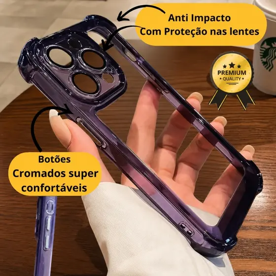 Capinha Premium iPhone 16Pro Max 16Pro 16 Plus Capa Case Silicone Transparente Anti Impacto Antichoque Protetor de Lente