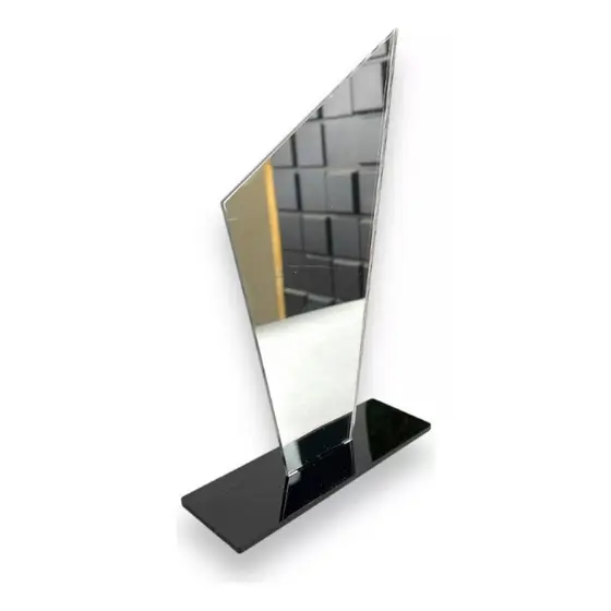 Kit Troféus Acrílico Espelhado Prata 10x18cm Base Preta
