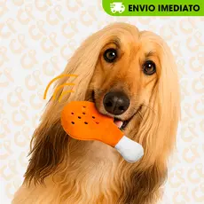Brinquedo Mordedor de Pelúcia Coxa de Frango para Cães com apito 15cm