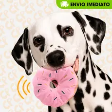 Brinquedo Mordedor Pet de Pelúcia Donuts Rosa para Cães Cachorro com apito 12cm