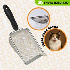 Pá Higienica em Inox Para Gatos Limpeza de Areia Pet