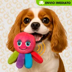 Brinquedo Mordedor Pelúcia Polvo Colorido para Cães Cachorro com Apito