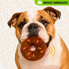 Brinquedo Mordedor Pet de Pelúcia Rosquinha Marrom para Cães Cachorro com Apito 12cm
