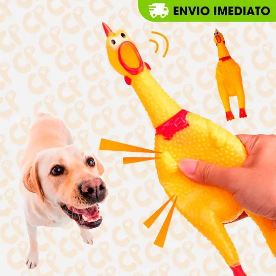 Galinha Maluca de Brinquedo com Apito – Estimula e Diverte! 🐶🧡