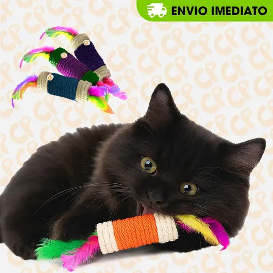 Brinquedo Pet Cilindro Sisal para Gato com Catnip