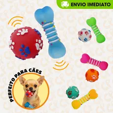 Kit Brinquedo Osso e Bola Pet – 12cm em Vinil Cores Sortidas