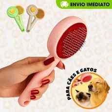 Rasqueadeira Pet Autolimpante para Cães e Gatos - HEART