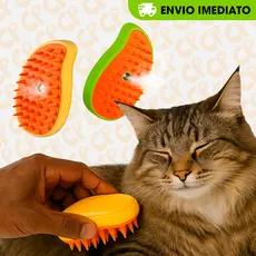 Escova A Vapor 3 Em 1 Para Cães e Gatos – Remove Pelos e Massageia