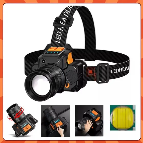 Cabeca Professional Lantern Led Prova Dágua Farol Potente Forte Recarregável Para Camping