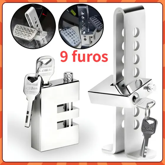 9 furos Trava Anti Furto Segurança Freio Embreagem Veículo Aço Pedal