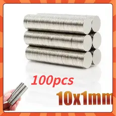 100 Peças Super Ímã Neodímio Disco 10x1mm N35 Potente