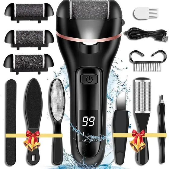 Kit Lixador De Pé Elétrico Removedor Esfoliador Para Pés Lixa Elimina Calos USB Recarregável