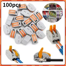 kit 100 un Conector Compacto Elétrico Emenda E Derivação 4mm e 6mm