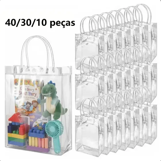 Kit 40/30/10 20*20*8cm Unidades Reutilize Sacos De Presente Plástico Pvc