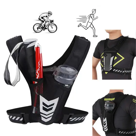 Colete Esportivo Refletivo Com Bolso Para Garrafa De Água E Bolso Para Celular Colete Para Ciclismo E Corrida