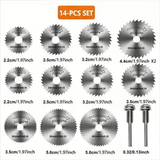 Kit14 Peças Mini Disco Serra Circular Micro Retifica Profissional,Lâminas De Corte,Micro Moedor,Profissional De Aço