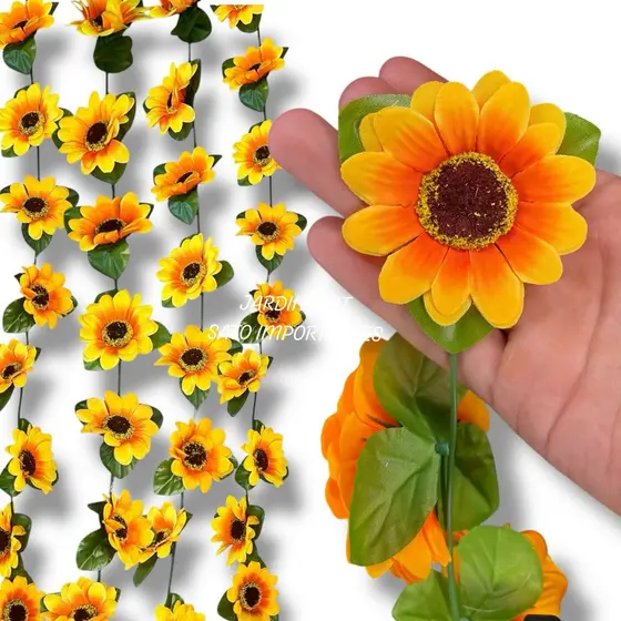 4 Cortinas de Flores Girassol 2m – Lindo para Quartos, Varanda e Eventos!