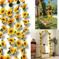 Cortina de Flores Girassol 2m – Lindo para Quartos, Varanda e Eventos!