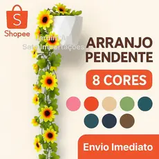 Conjunto 2 Unidades Arranjo Pendente Girassol Artificial Vaso Cerâmico Colorido