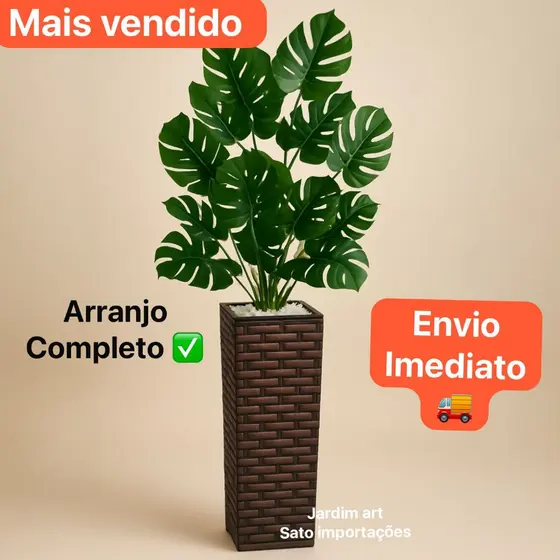 Arranjo Decorativo Tropical 105cm Costela de Adão no Vaso ref 2FCG