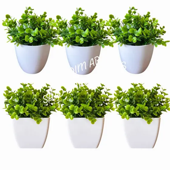 Kit 3 Arranjos de buque Topiaria Vaso Branco Quadrado ou redondo G 17x14cm Toque Verde para sua Decoração