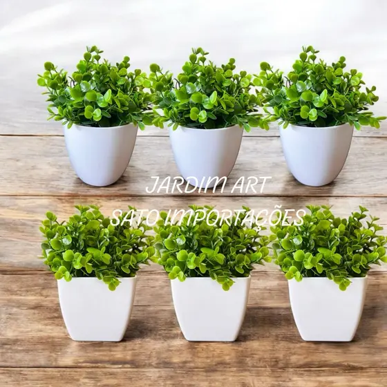 Kit 3 buque de Eucalipto Vaso Branco redondo ou Quadrado G 17x14cm Elegância para Qualquer Ambiente