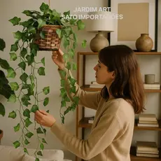 Planta Artificial Hera – Vaso Fibra Sintética, Arranjo para Sala e Varanda PT11
