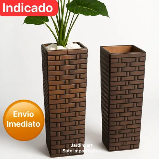 Vaso Coluna Rústico Alto p/ Plantas e Decoração