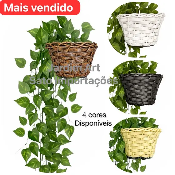 Planta Artificial Melancia Pendente com Vaso Decorativo 4 Cores Disponíveis 1v2c PT11